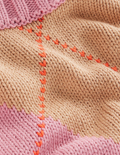 Camilla Argyle-Pullover aus Baumwolle-Rosa Argyle-7