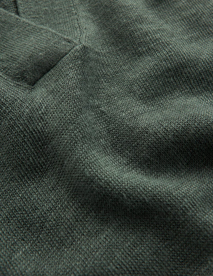 Agnes Leinenpullover mit Kragen-Grüner Jaspis-6