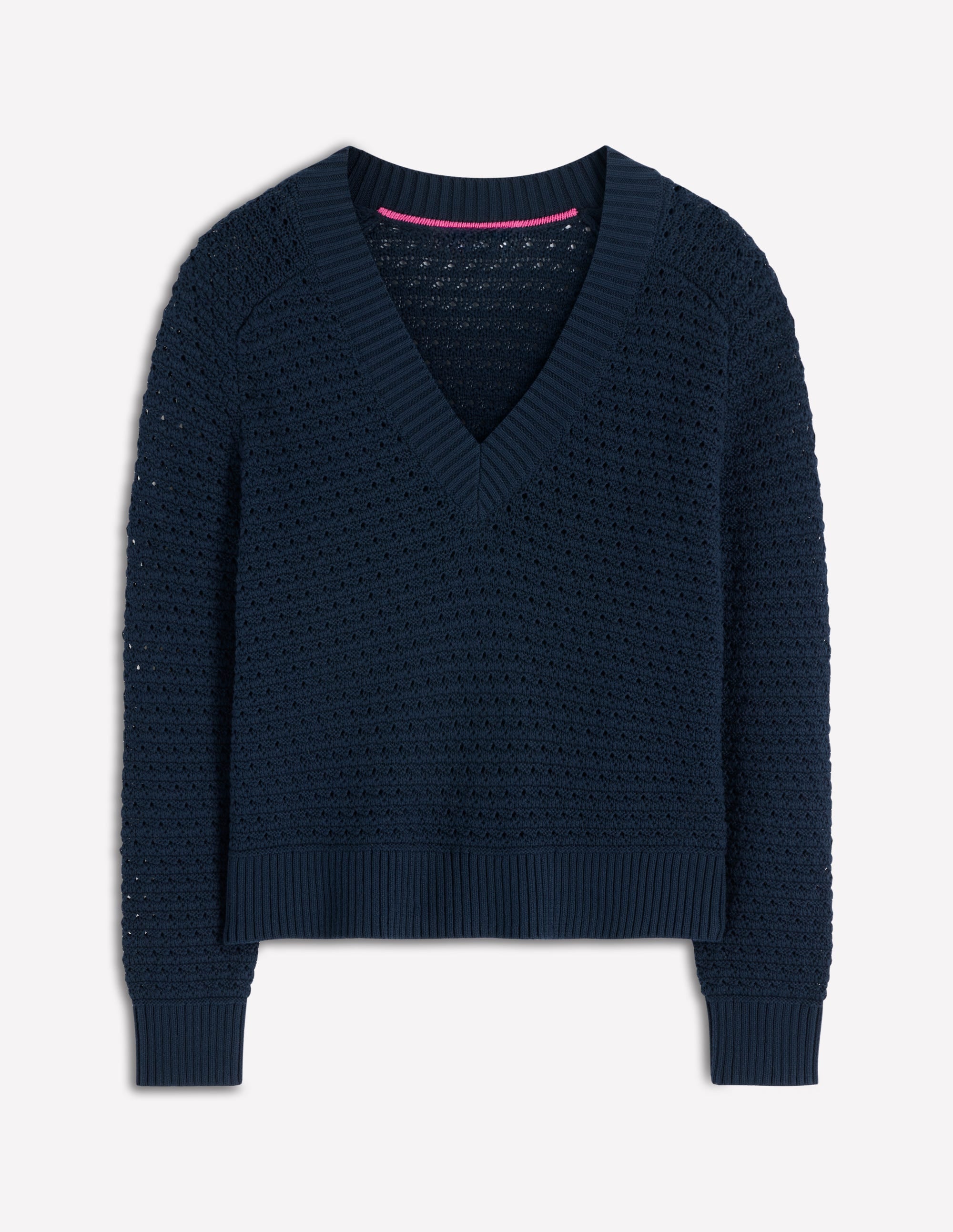 Maeve Textured Cotton Jumper-Navy - Image 5
