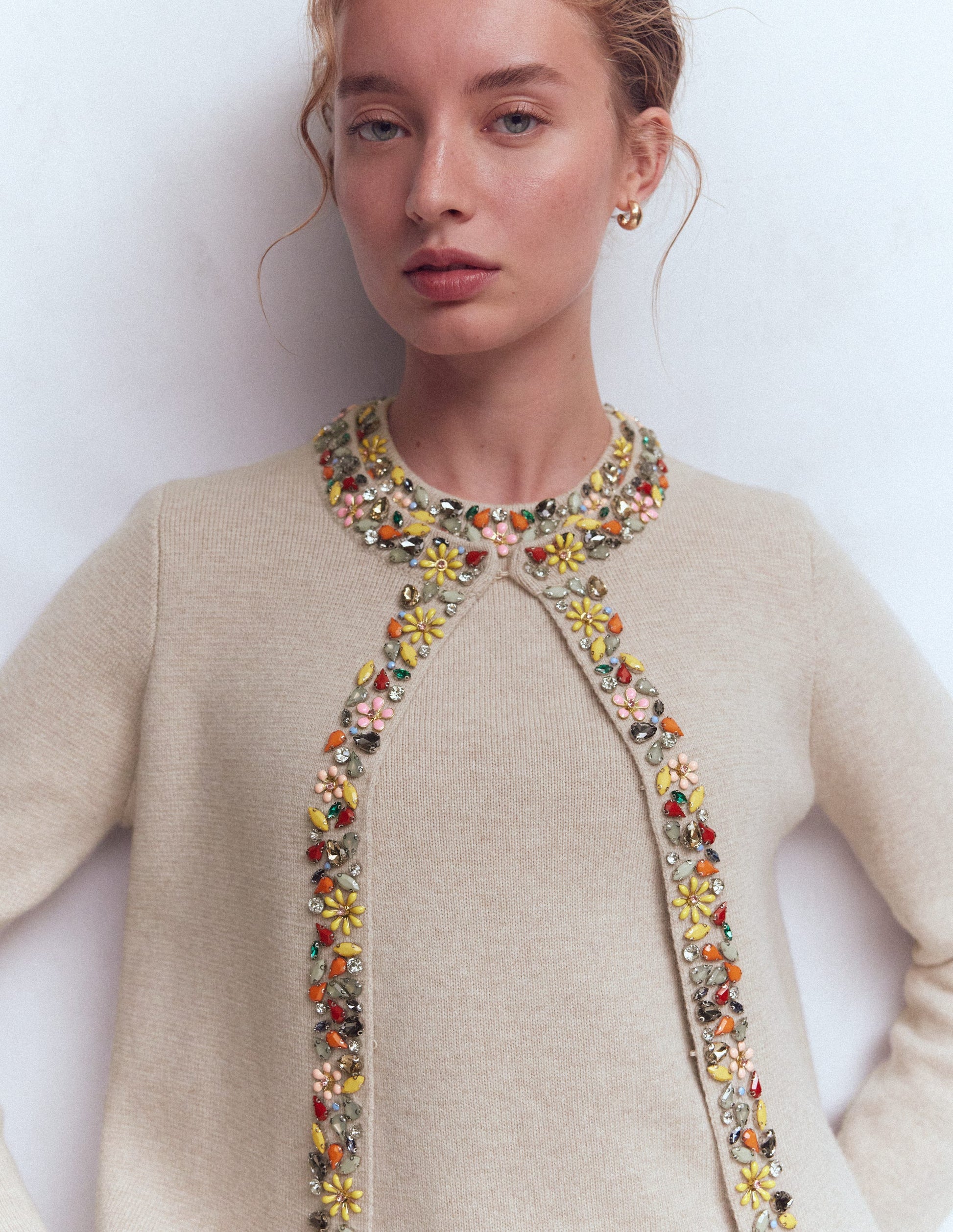 Cardigan court ornementé-Chinchilla Chiné-3