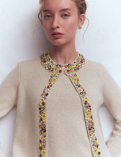 Cardigan court ornementé-Chinchilla Chiné-3