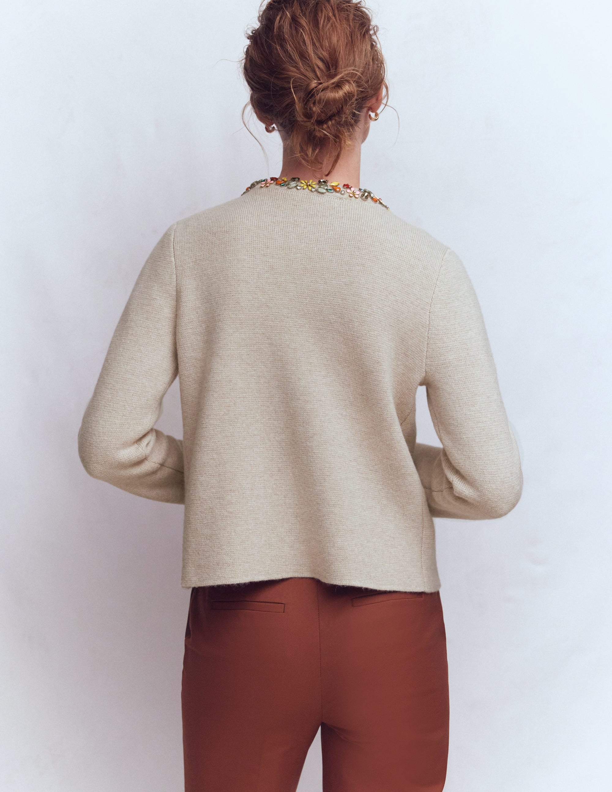 Verzierte Strickjacke-Graubraun Meliert - Image 3