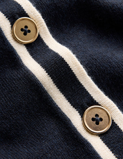 Liz Gestreifte Strickjacke mit Kragen-Marineblau-6