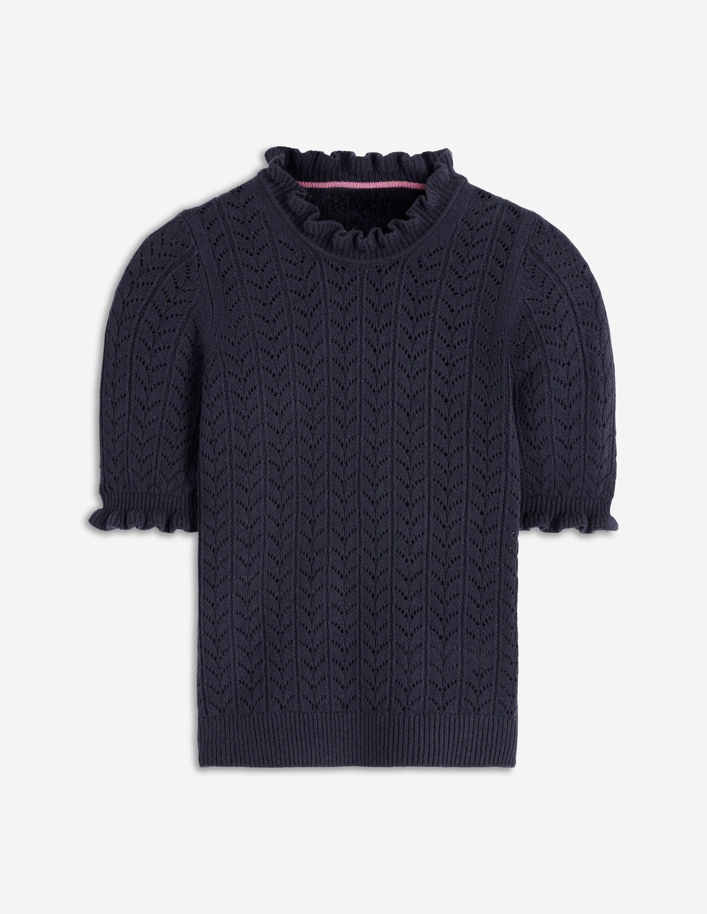 Eloise T-Shirt zum Binden mit Rüschen-Marineblau