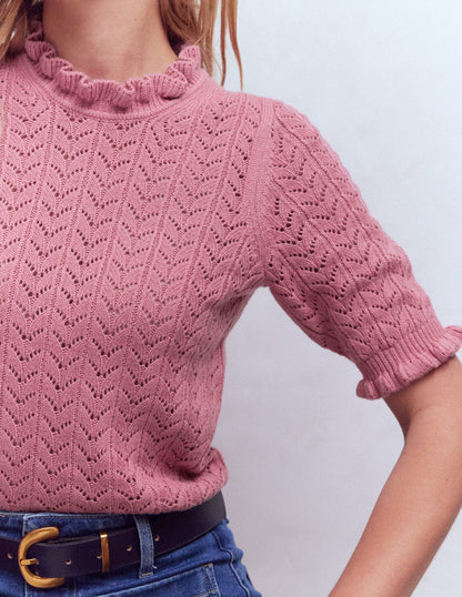 Eloise T-Shirt zum Binden mit Rüschen-Orchideenrosa-2