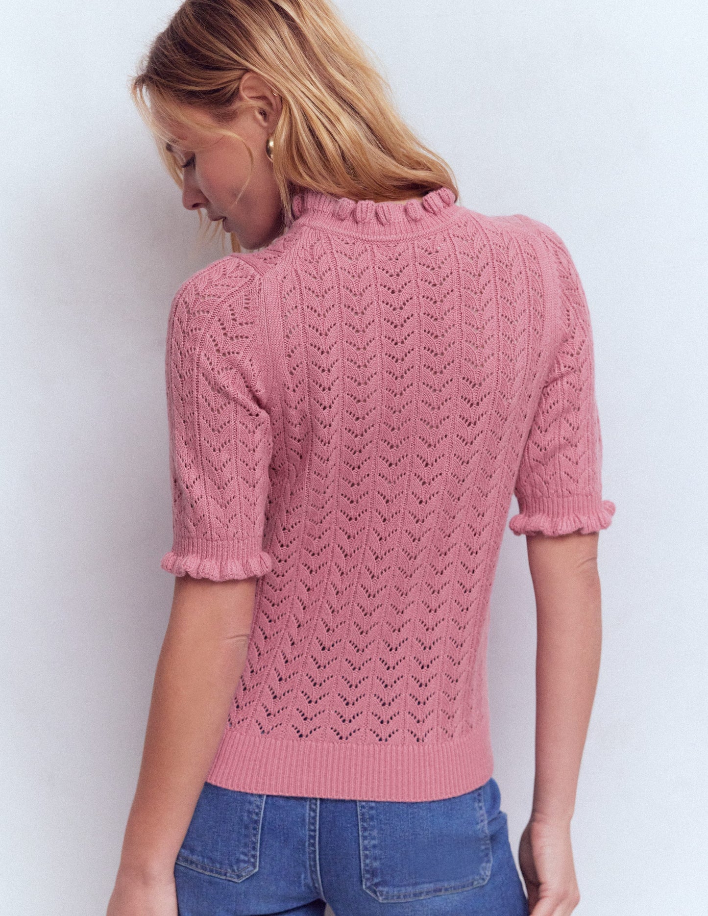 Eloise T-Shirt zum Binden mit Rüschen-Orchideenrosa