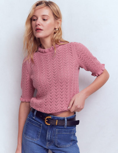 Eloise T-Shirt zum Binden mit Rüschen-Orchideenrosa-5