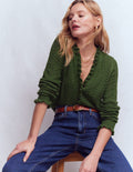Eloise Henley-Pullover mit Rüschen-Promenadengrün