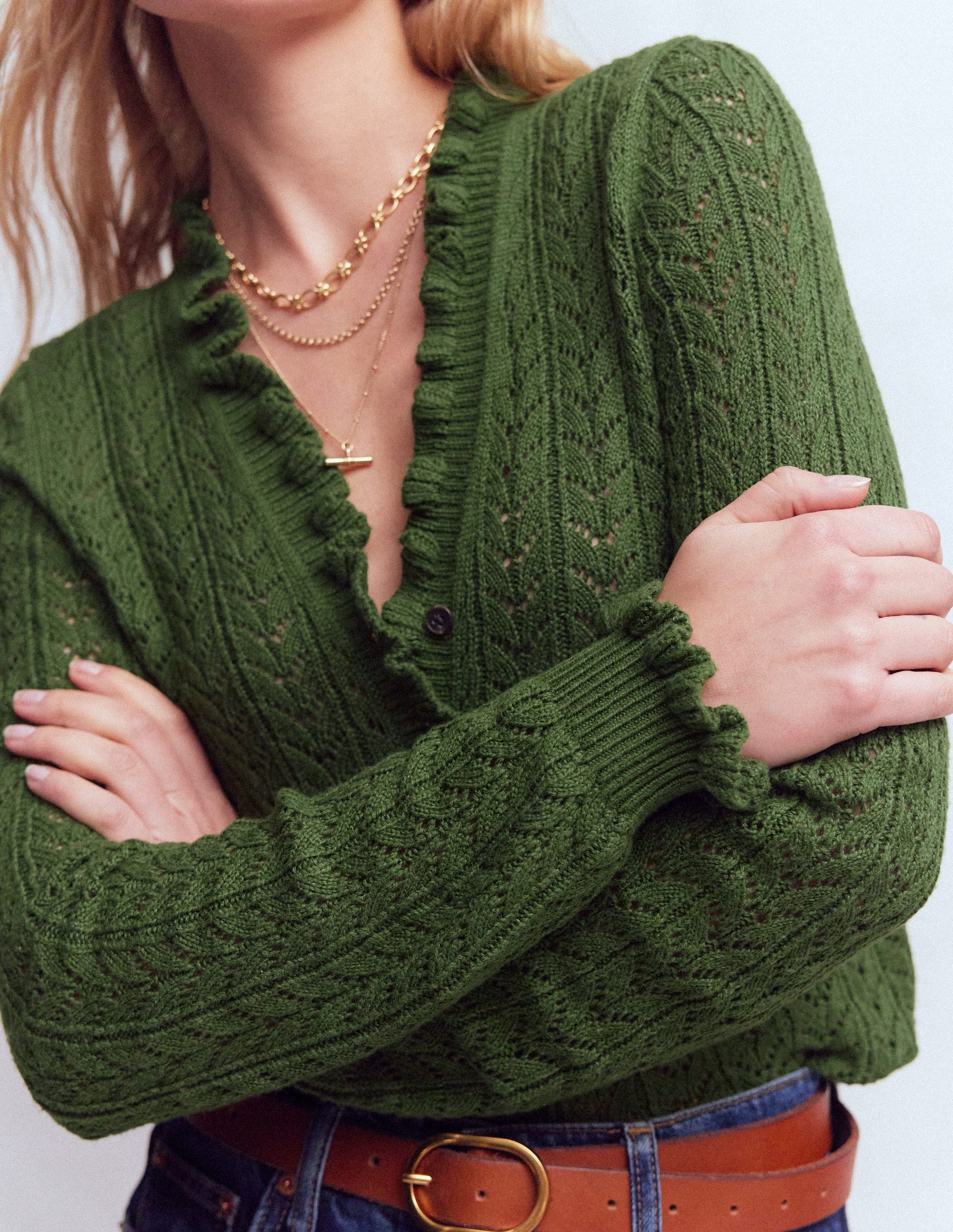 Eloise Henley-Pullover mit Rüschen-Promenadengrün-2