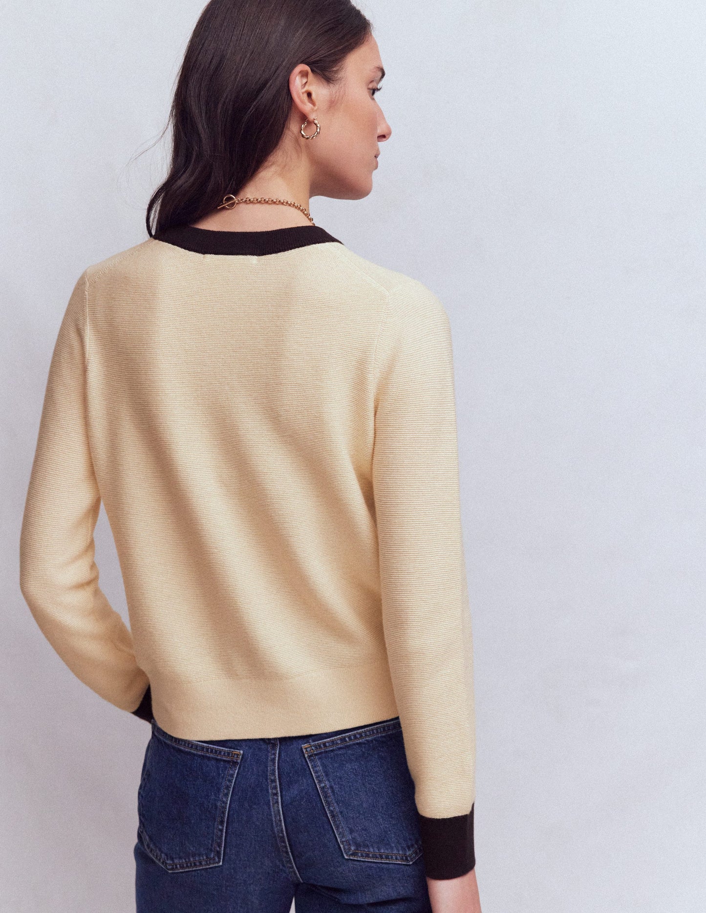 Grace Strickjacke in Blockfarben-Warmes Naturweiß