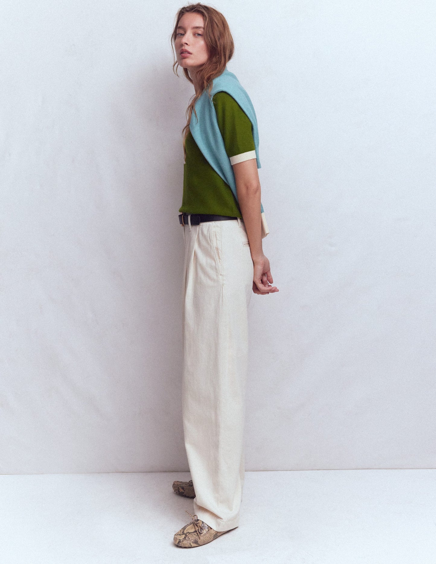 T-shirt Grace colourblock-Vert promenade