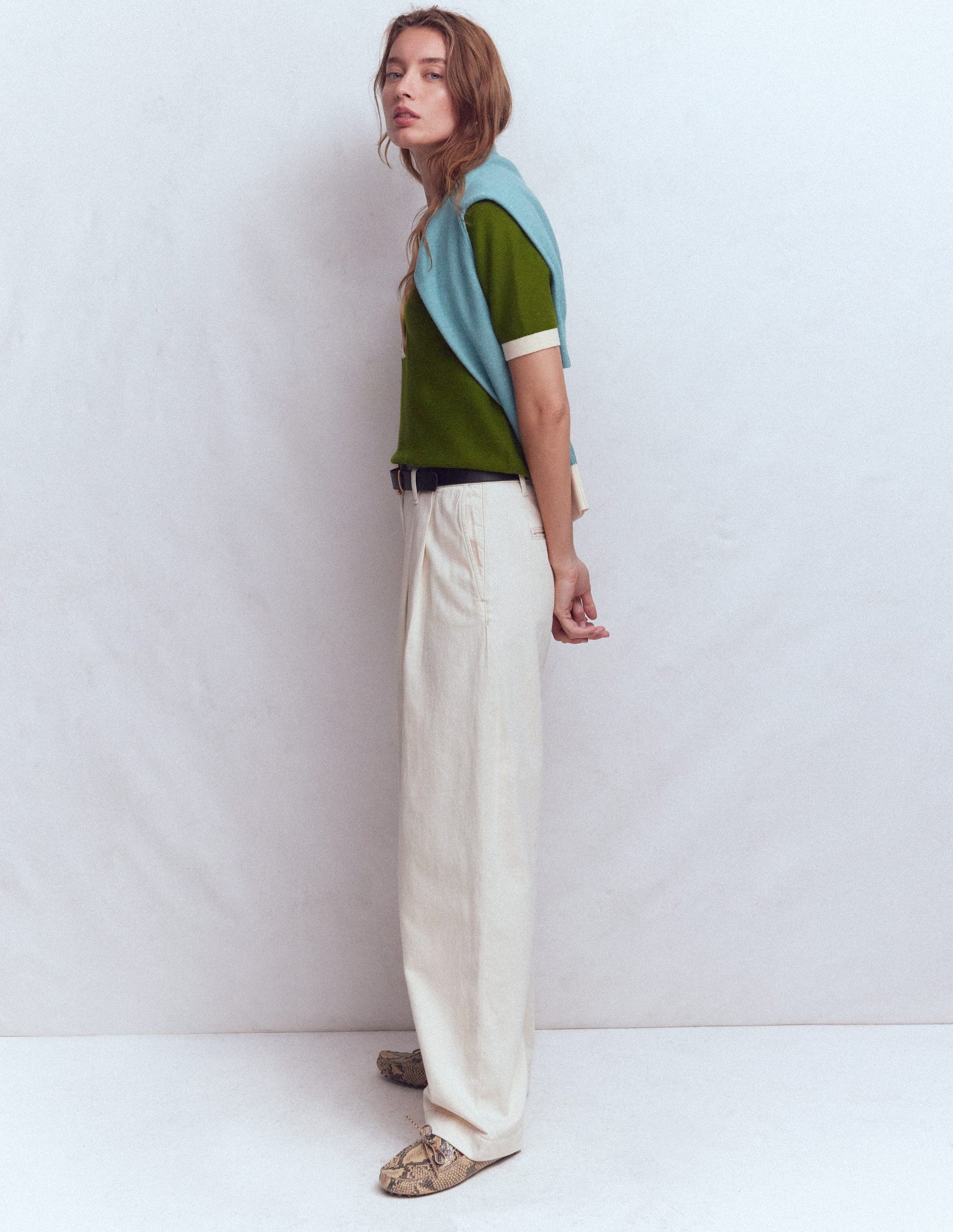 T-shirt Grace colourblock-Vert promenade-5