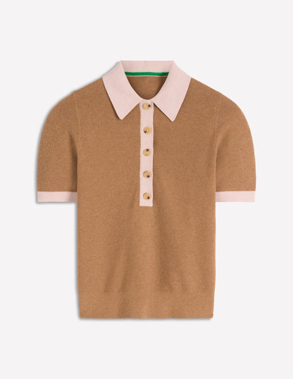 Grace T-Shirt in Blockfarben-Camel Meliert-6