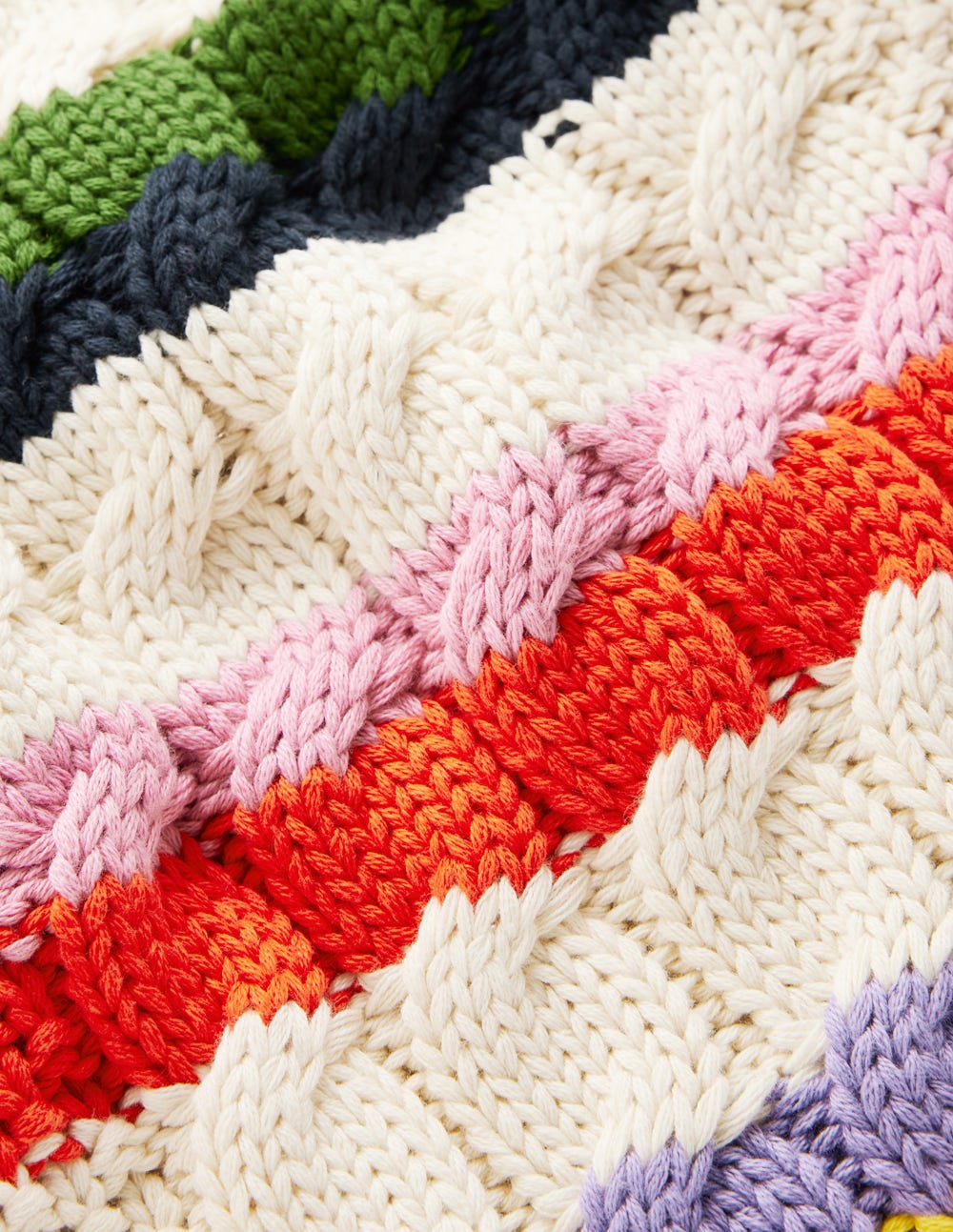 Baumwollpullover mit Zopfmuster-Warmes Naturweiß, Regenbogen - Image 7