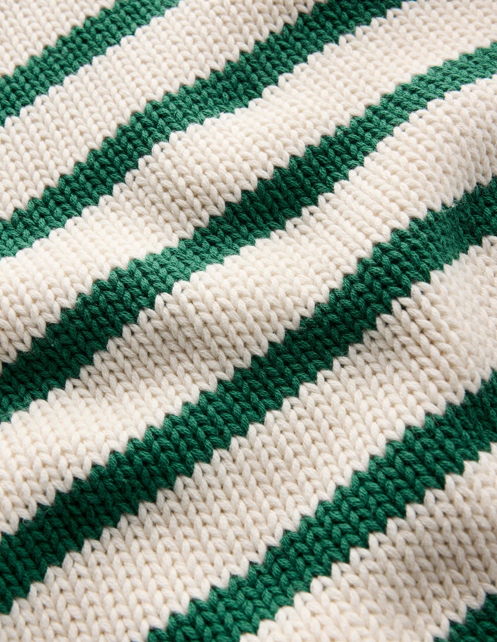 Lucy Grob gestrickter Baumwollpullover-Naturweiß und Juwelengrün Streifen - Image 6