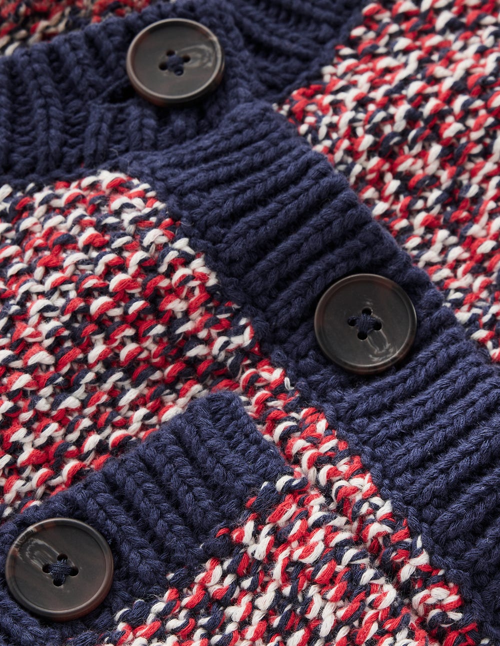 Texturierte, Melierte Strickjacke-Marineblau/Rot Meliert - Image 7