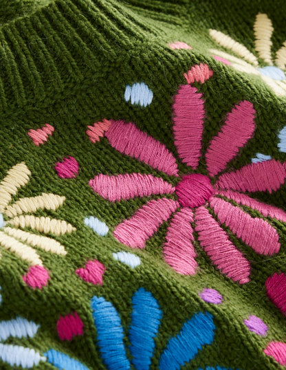 Isa Bestickter Pullover-Kräutergarten, Grün Blumen-7