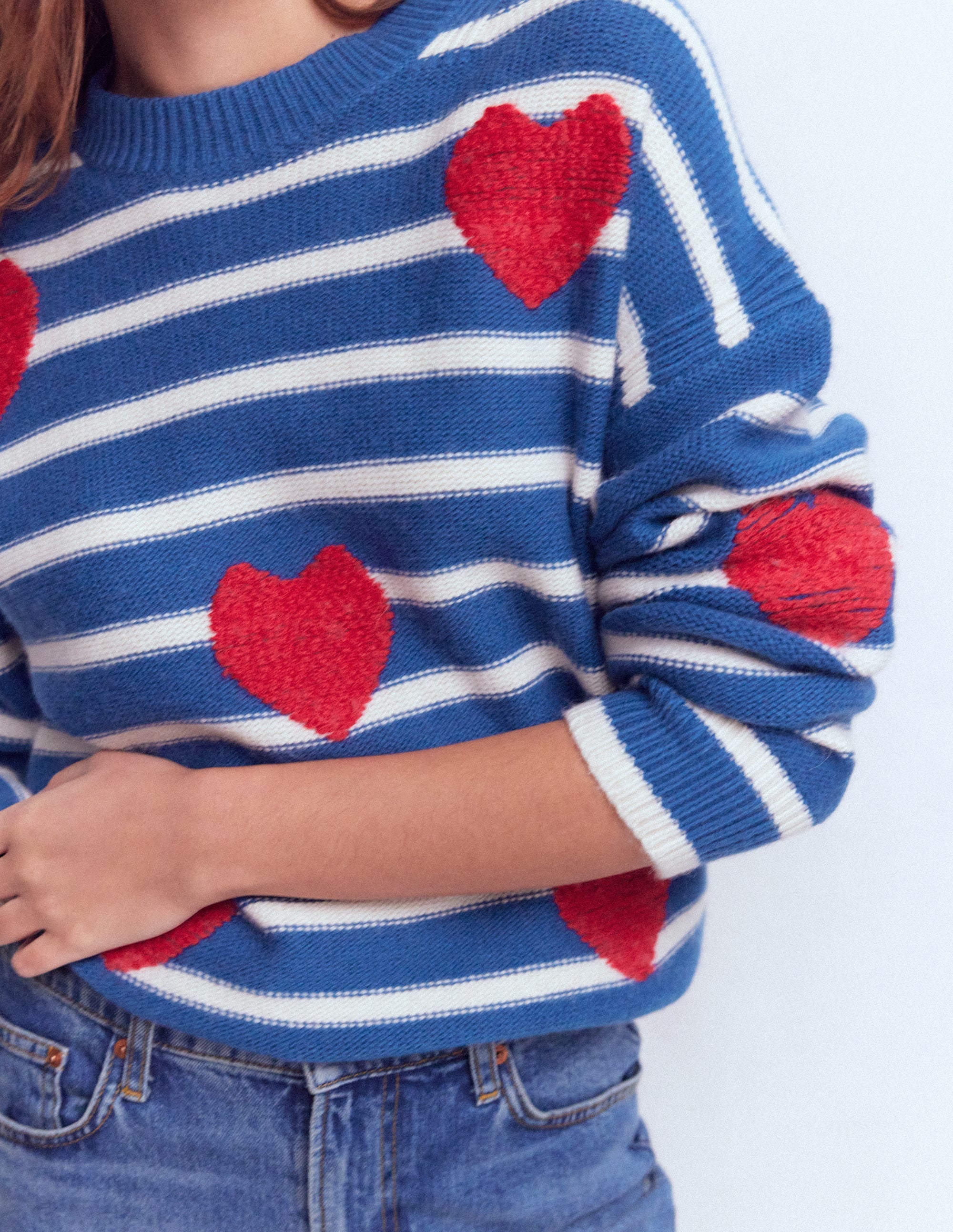 Isa Bestickter Pullover-Delftblau Herzen - Image 2