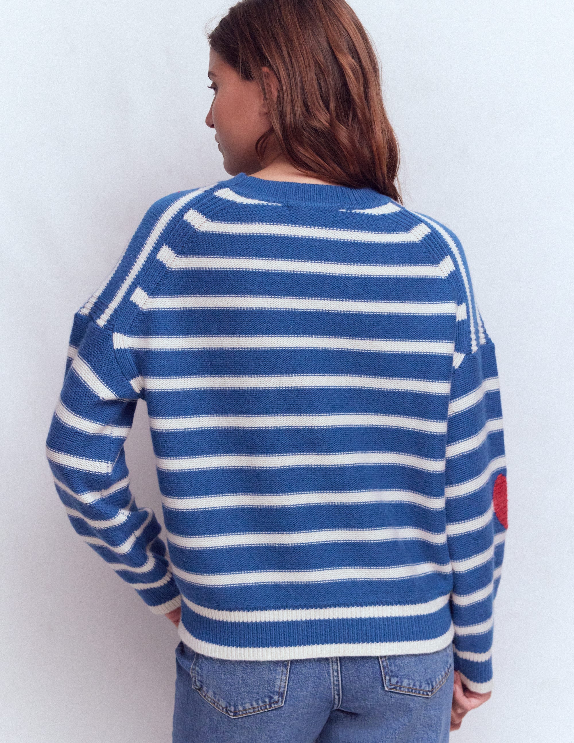 Isa Bestickter Pullover-Delftblau Herzen - Image 3