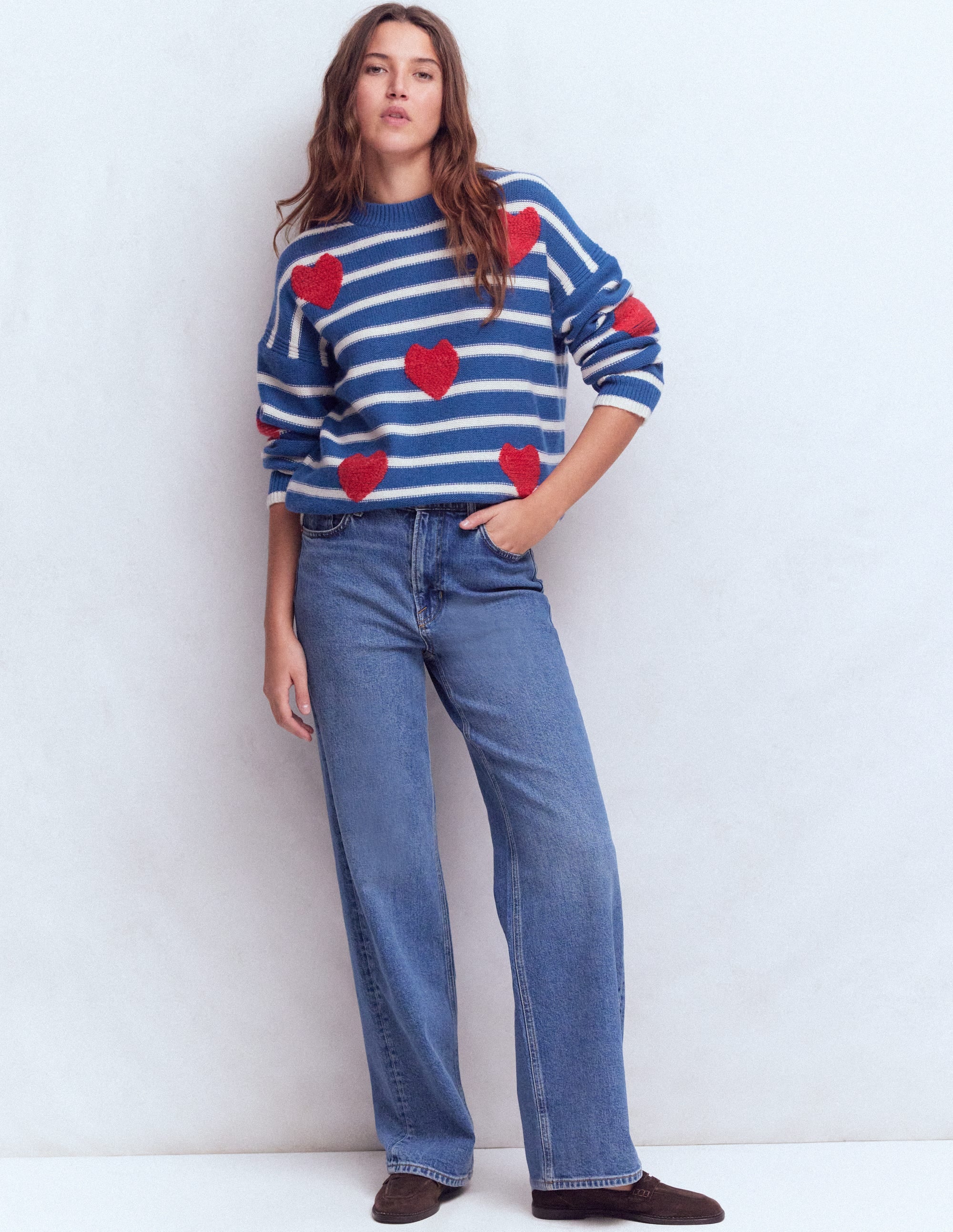 Isa Bestickter Pullover-Delftblau Herzen - Image 4
