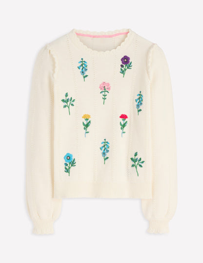 Valeria Pullover mit Häkelbesatz-Warmes Naturweiß, Stickerei-7