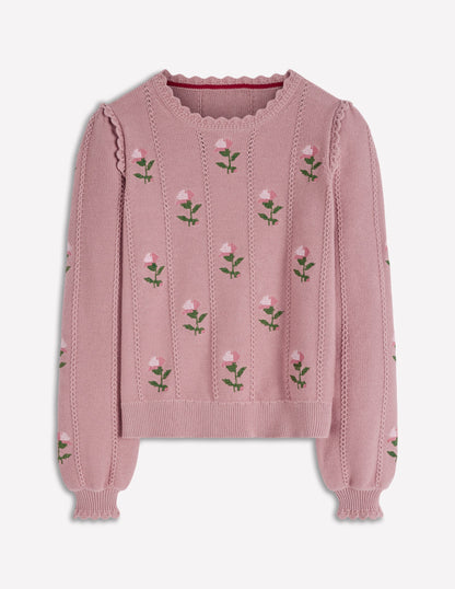 Pull Valeria à détails crochet-Rose, broderie-5