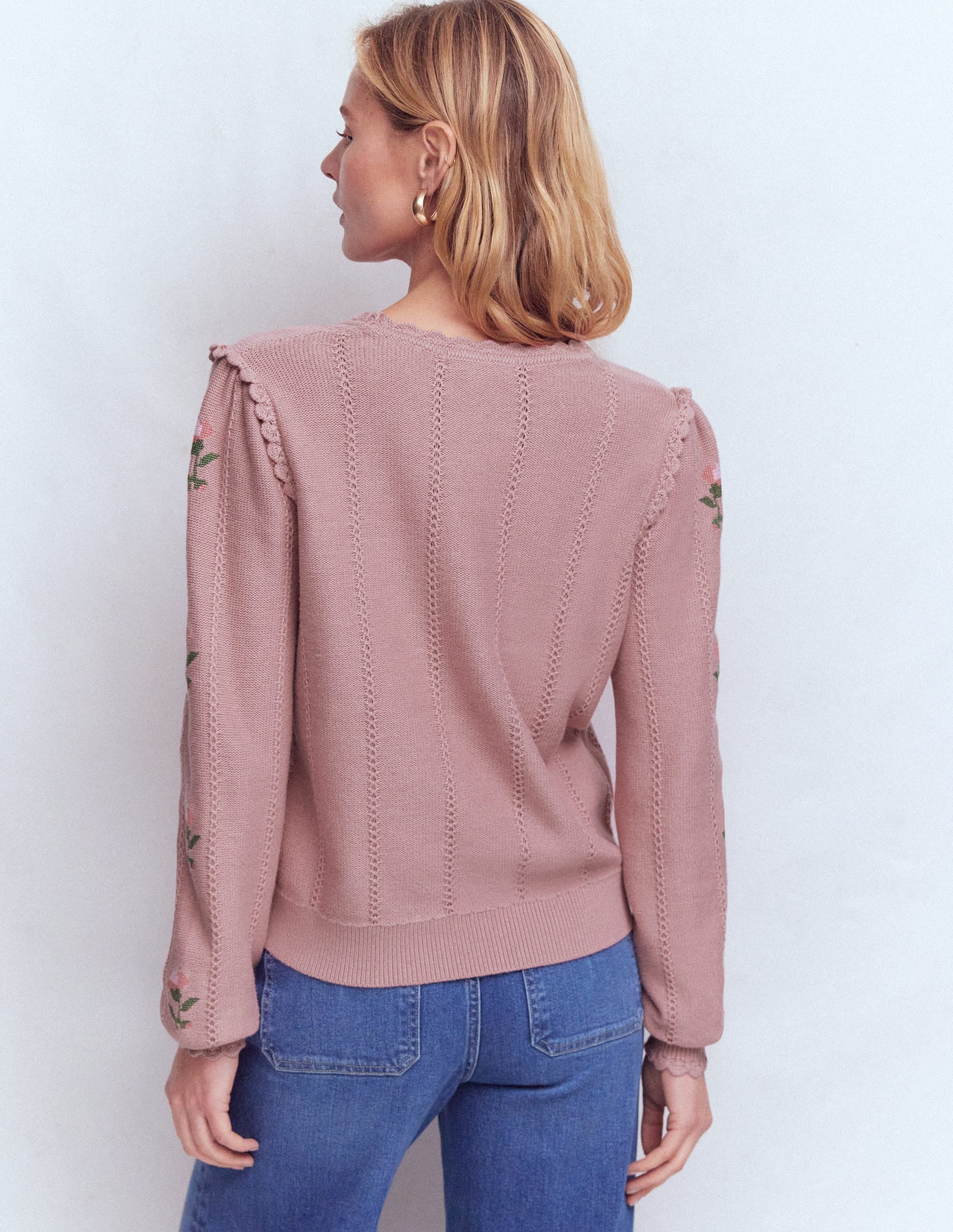 Valeria Pullover mit Häkelbesatz-Rosarot, Stickerei - Image 3
