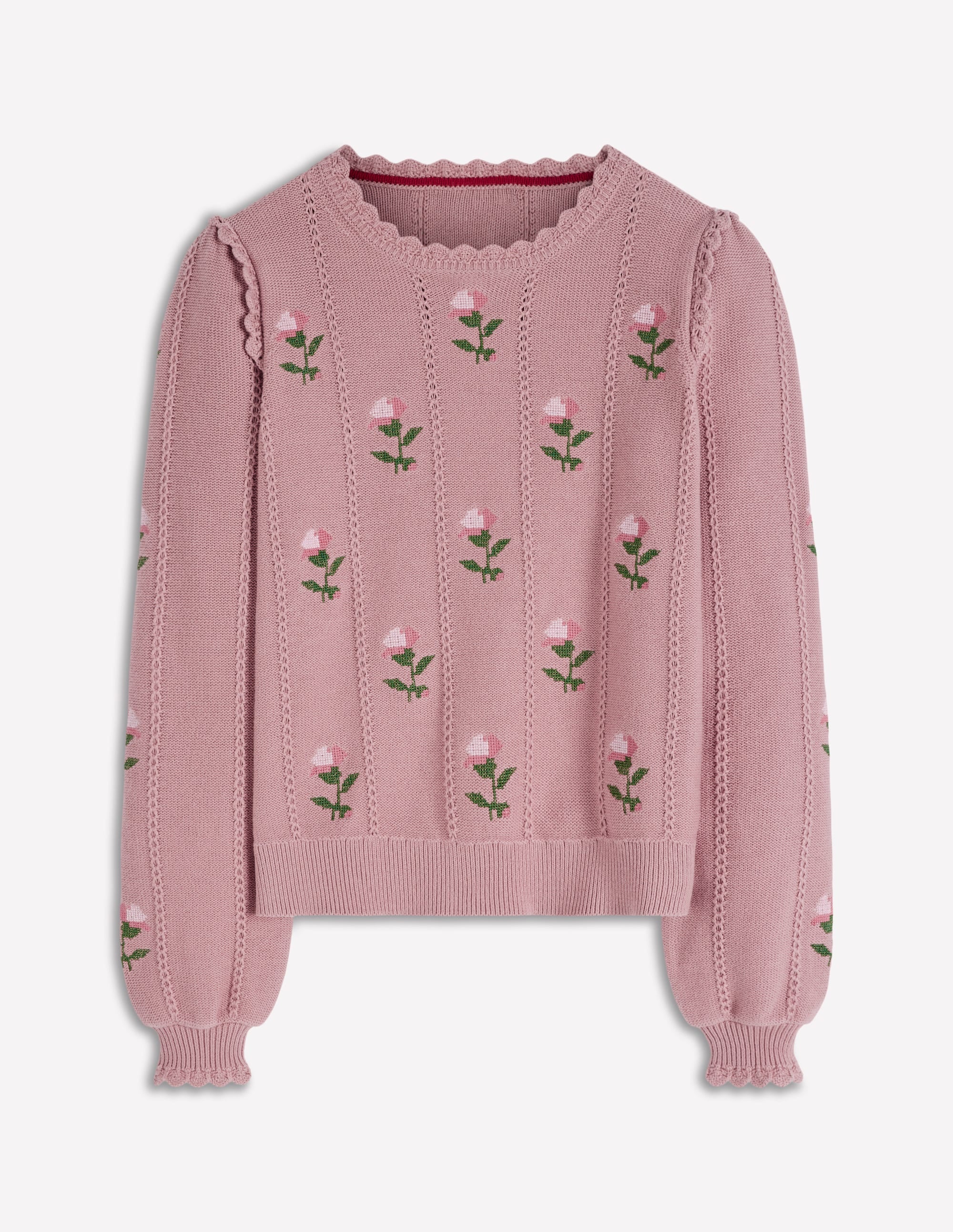 Valeria Pullover mit Häkelbesatz-Rosarot, Stickerei - Image 5