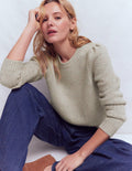 Davina Pullover mit Puffärmeln-Naturweiß, Noppen
