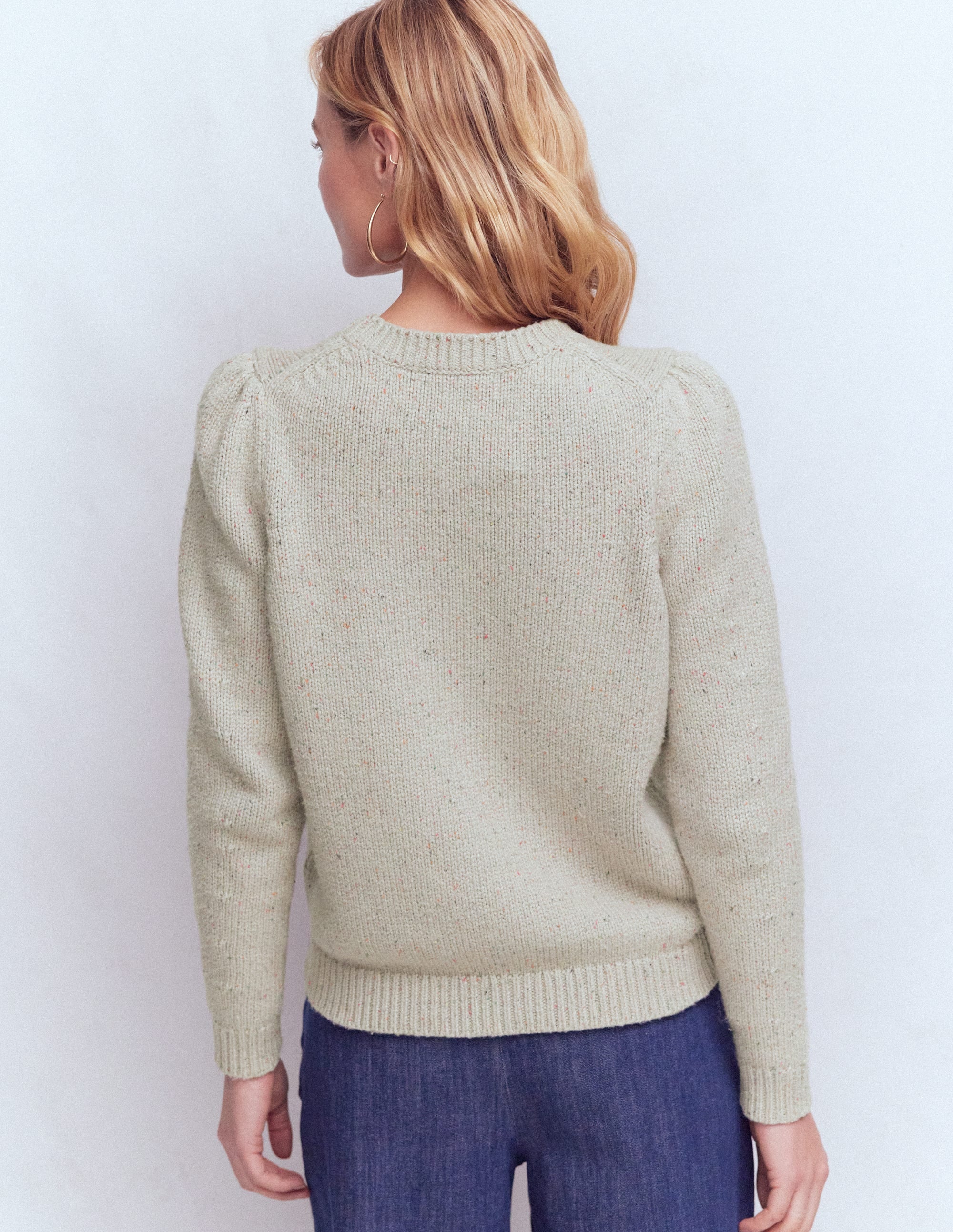 Davina Puff Sleeve Jumper-Ivory, Nep - Image 3