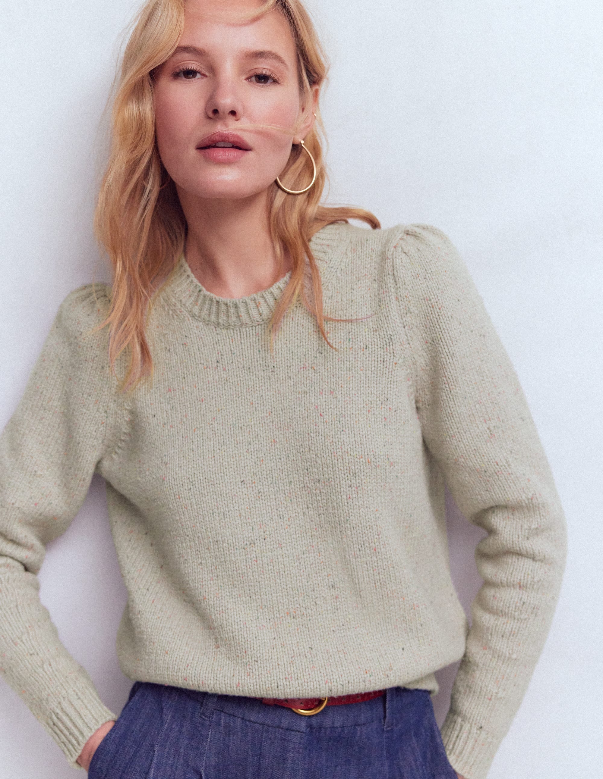 Davina Puff Sleeve Jumper-Ivory, Nep - Image 5