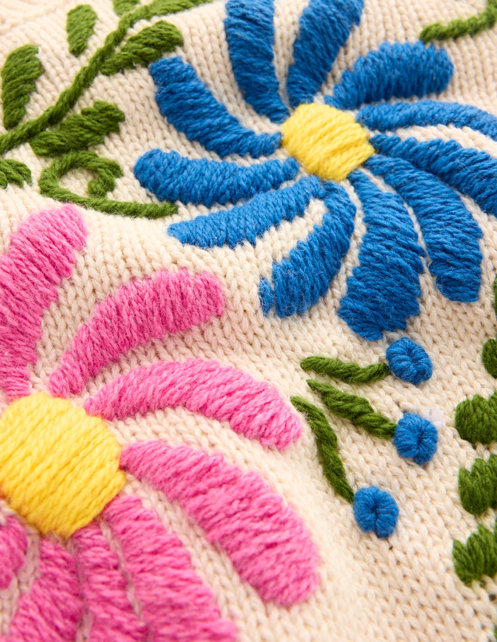 Davina Pullover mit Puffärmeln-Naturweiß mit Stickerei