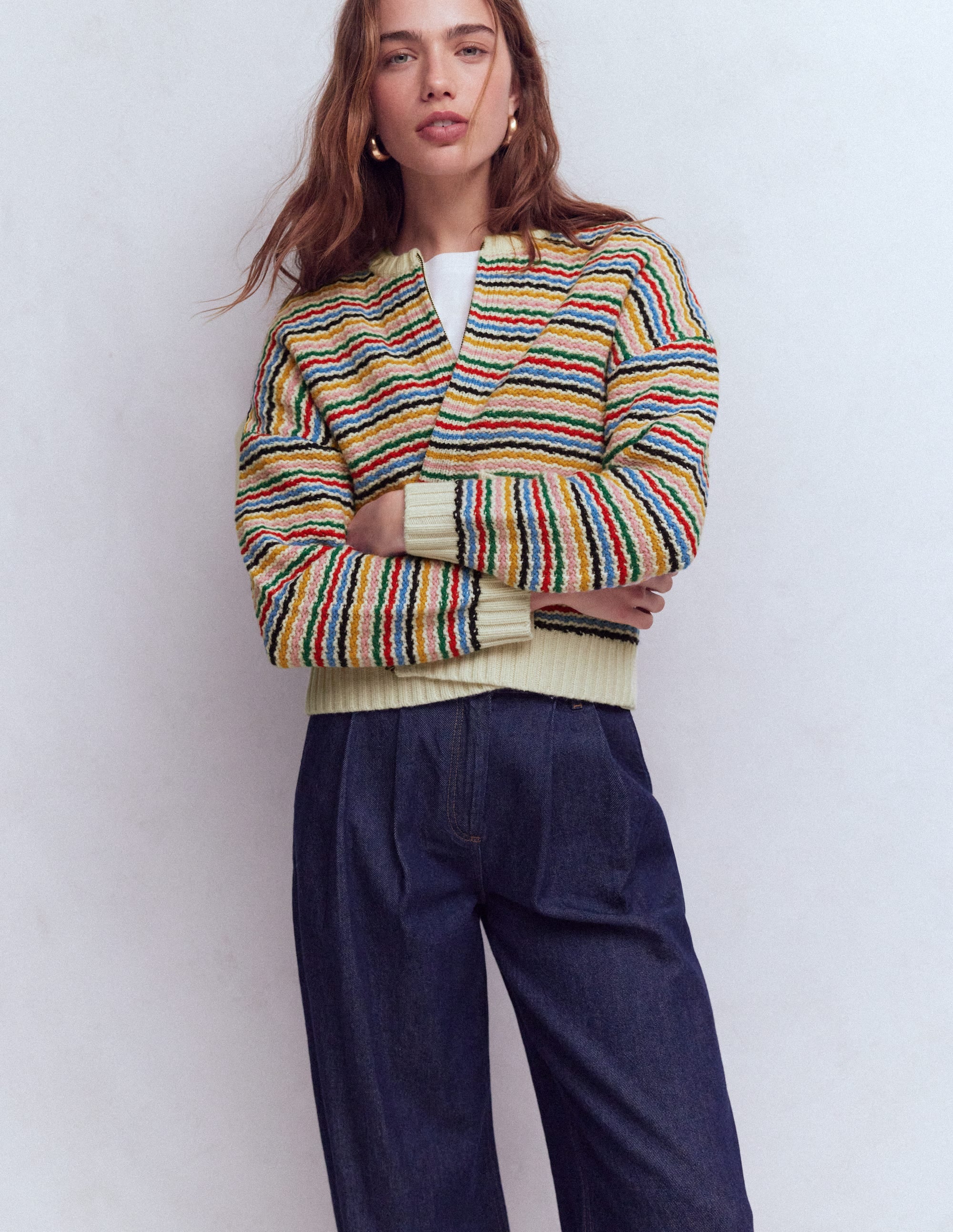 Maya Zip-up Jacket-Ivory, Rainbow - Image 4