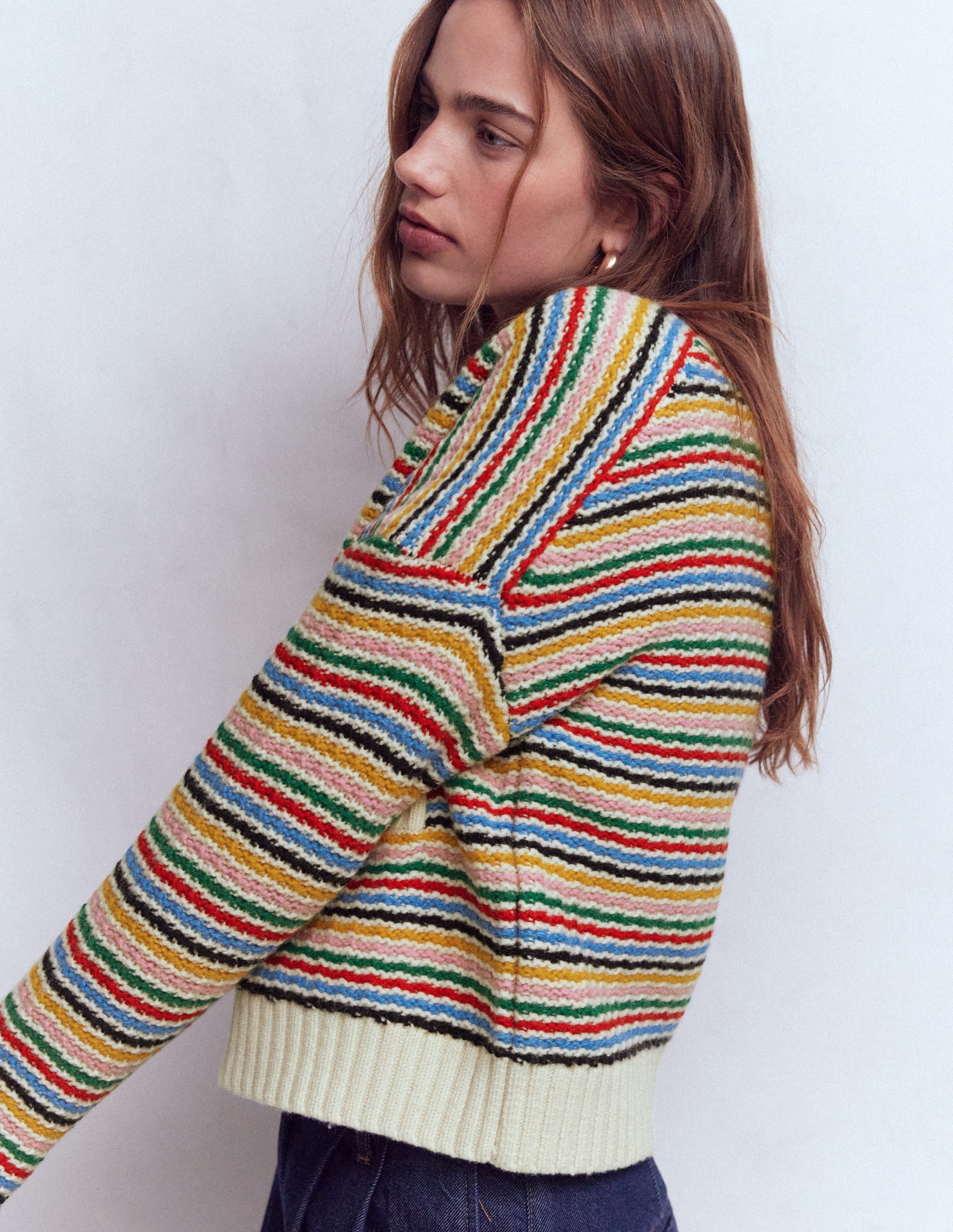 Maya Zip-up Jacket-Ivory, Rainbow - Image 5