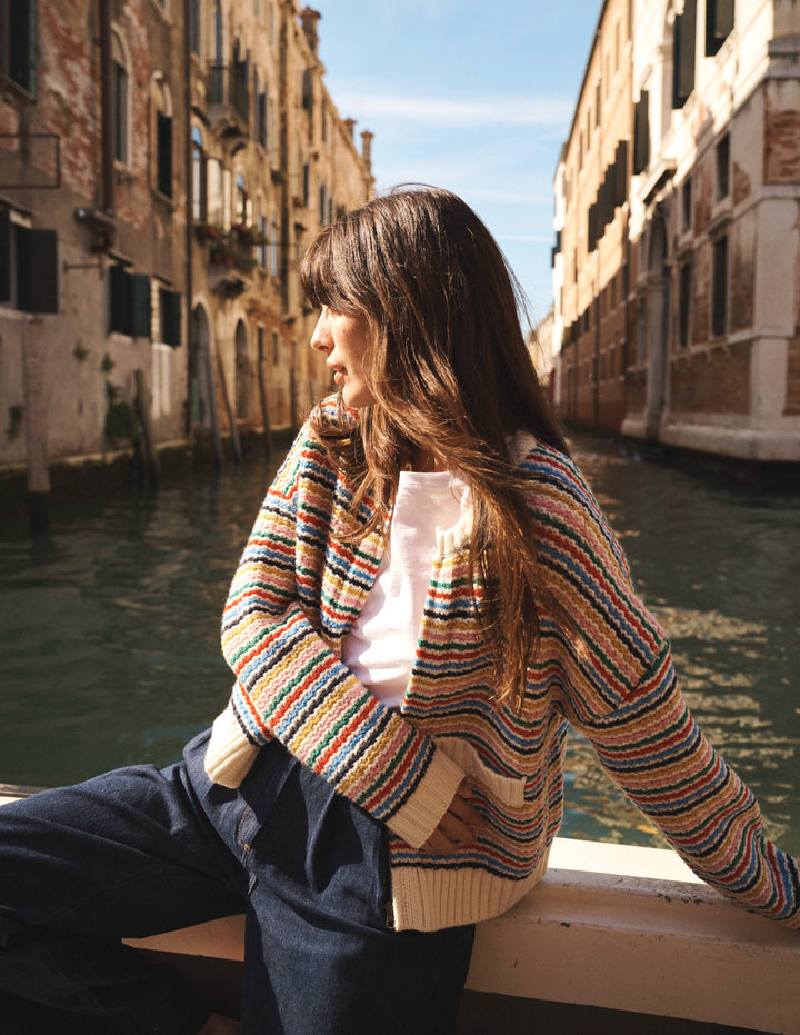 Maya Jacke mit Reißverschluss-Naturweiß, Regenbogen