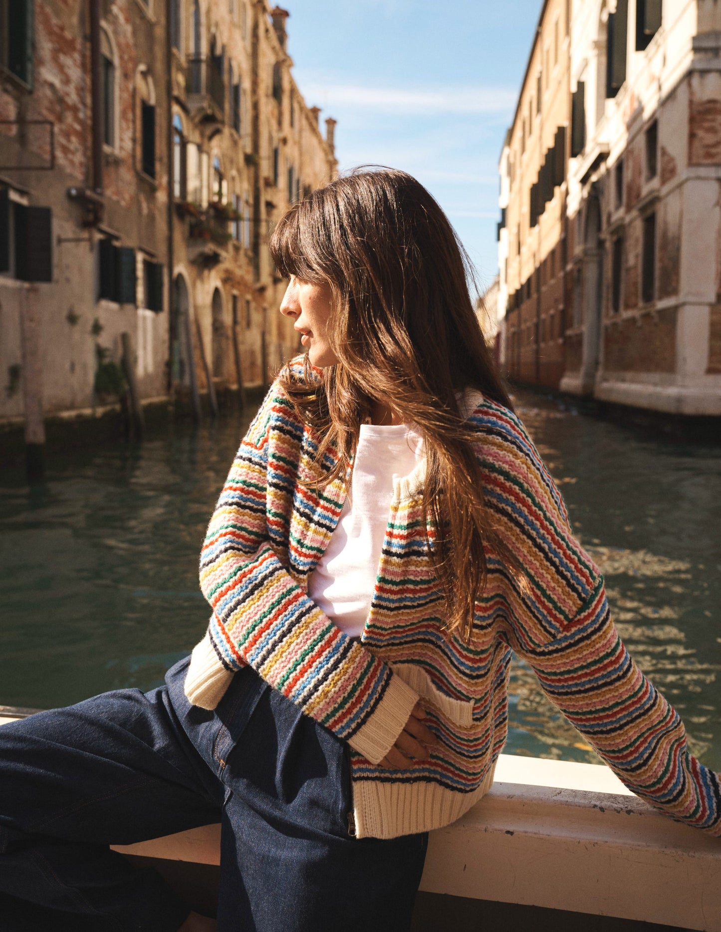 Maya Jacke mit Reißverschluss-Naturweiß, Regenbogen