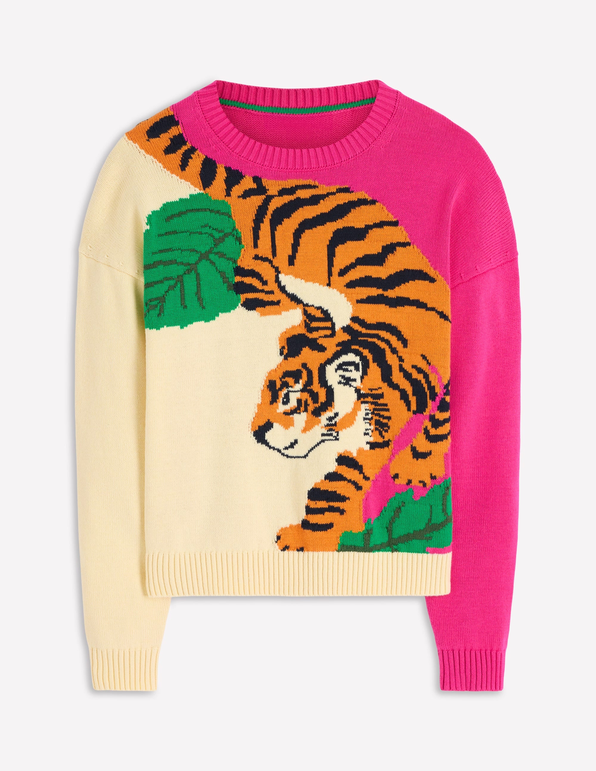 Jacquard-Pullover-Warmes Naturweiß und rosa Tiger - Image 7