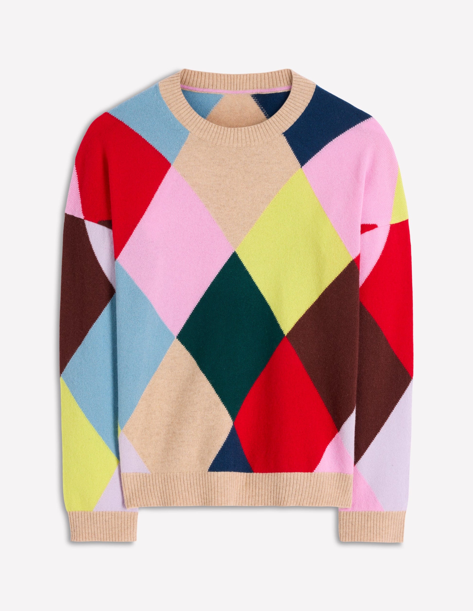Anastasia Kaschmirpullover-Bunt gemusterter Harlekin-Pullover-7