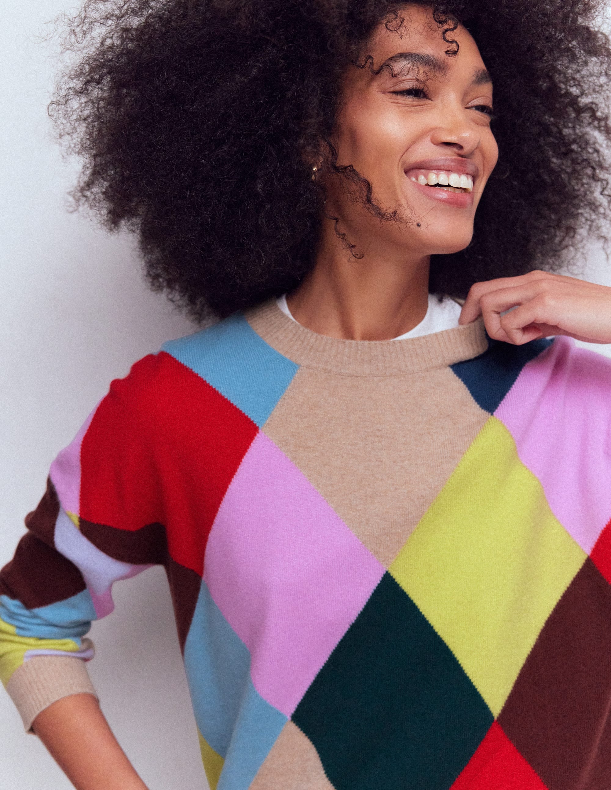 Anastasia Kaschmirpullover-Bunt gemusterter Harlekin-Pullover - Image 2