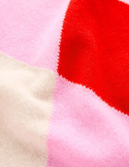 Anastasia Kaschmirpullover-Rot und Rosa Argyle-7