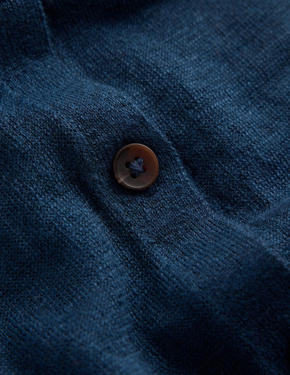 Agnes Leinenstrickjacke mit Kragen-Marineblau-6