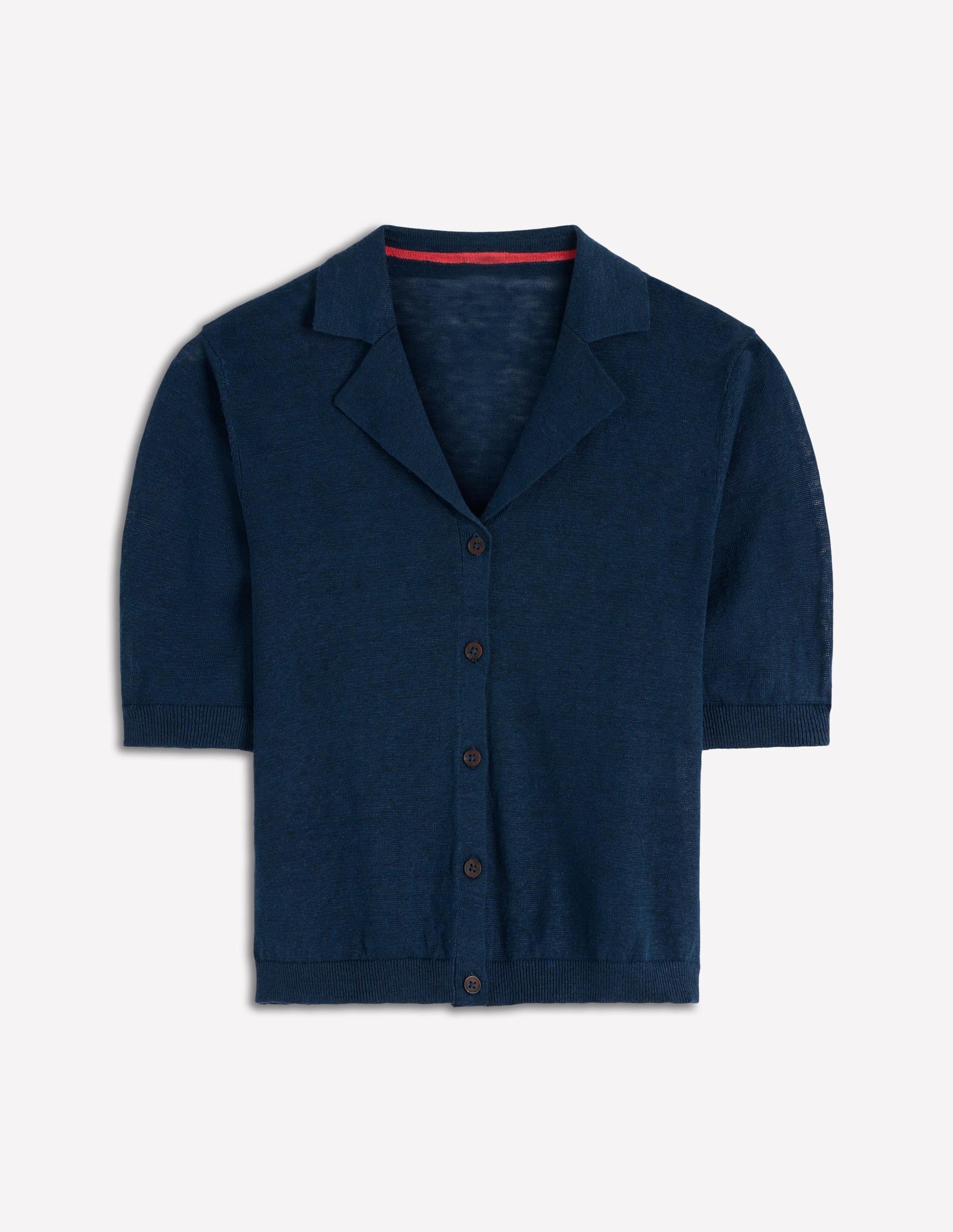 Agnes Leinenstrickjacke mit Kragen-Marineblau - Image 5