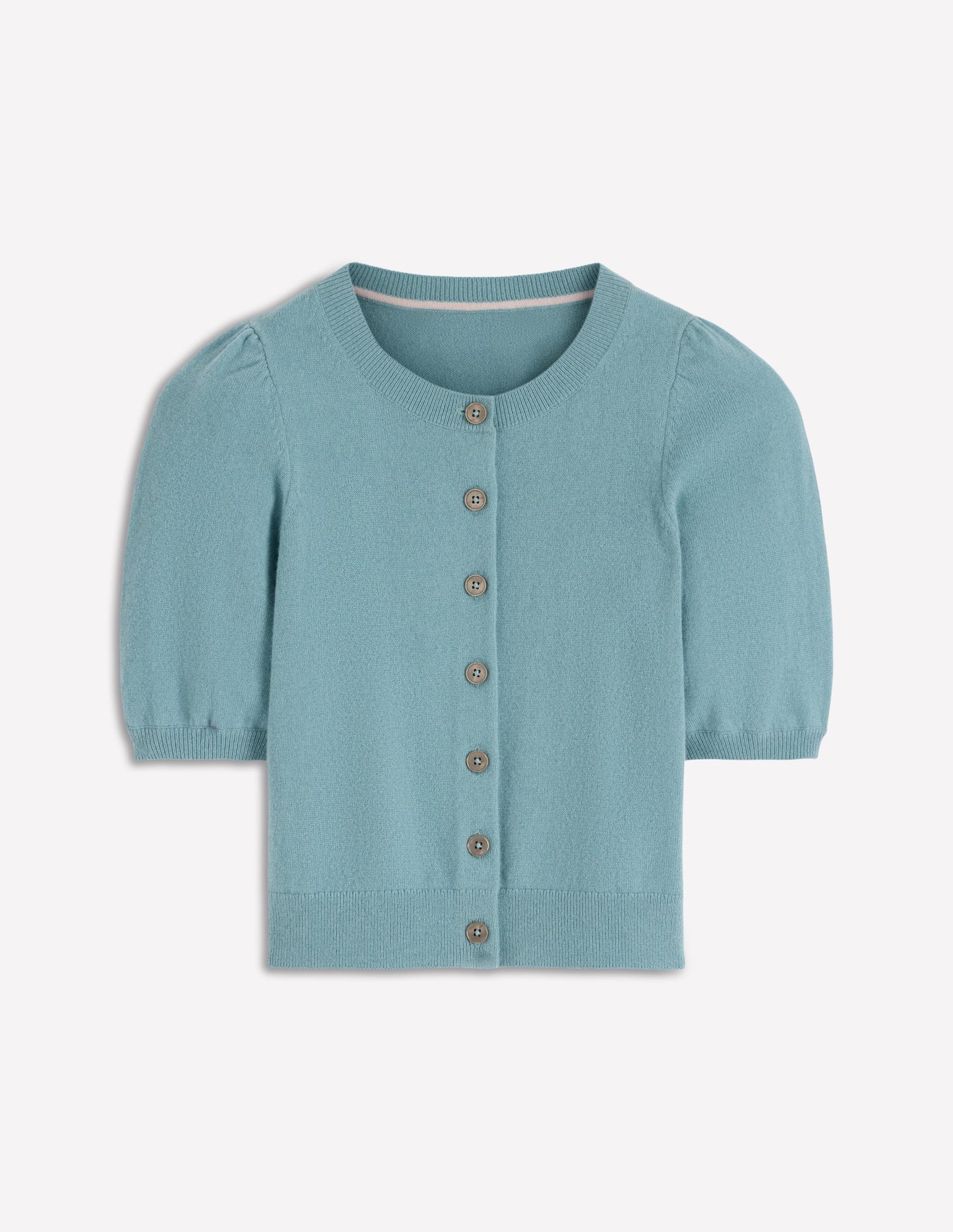 Hübsche verkürzte Strickjacke-Nebelblau