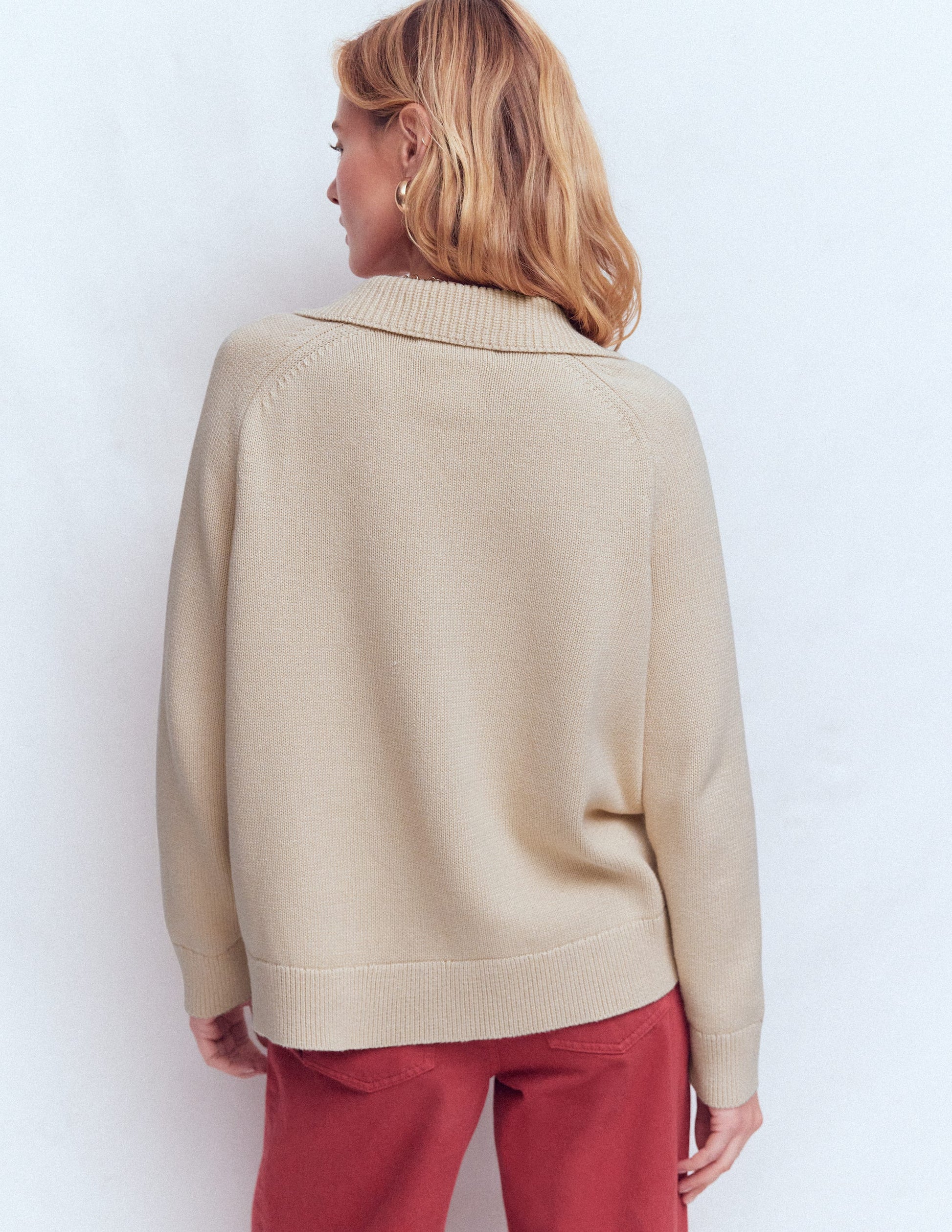 Lucy Henley-Pullover aus Baumwolle-Mandel Pfirsich-3