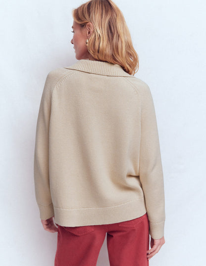 Lucy Henley-Pullover aus Baumwolle-Mandel Pfirsich-3