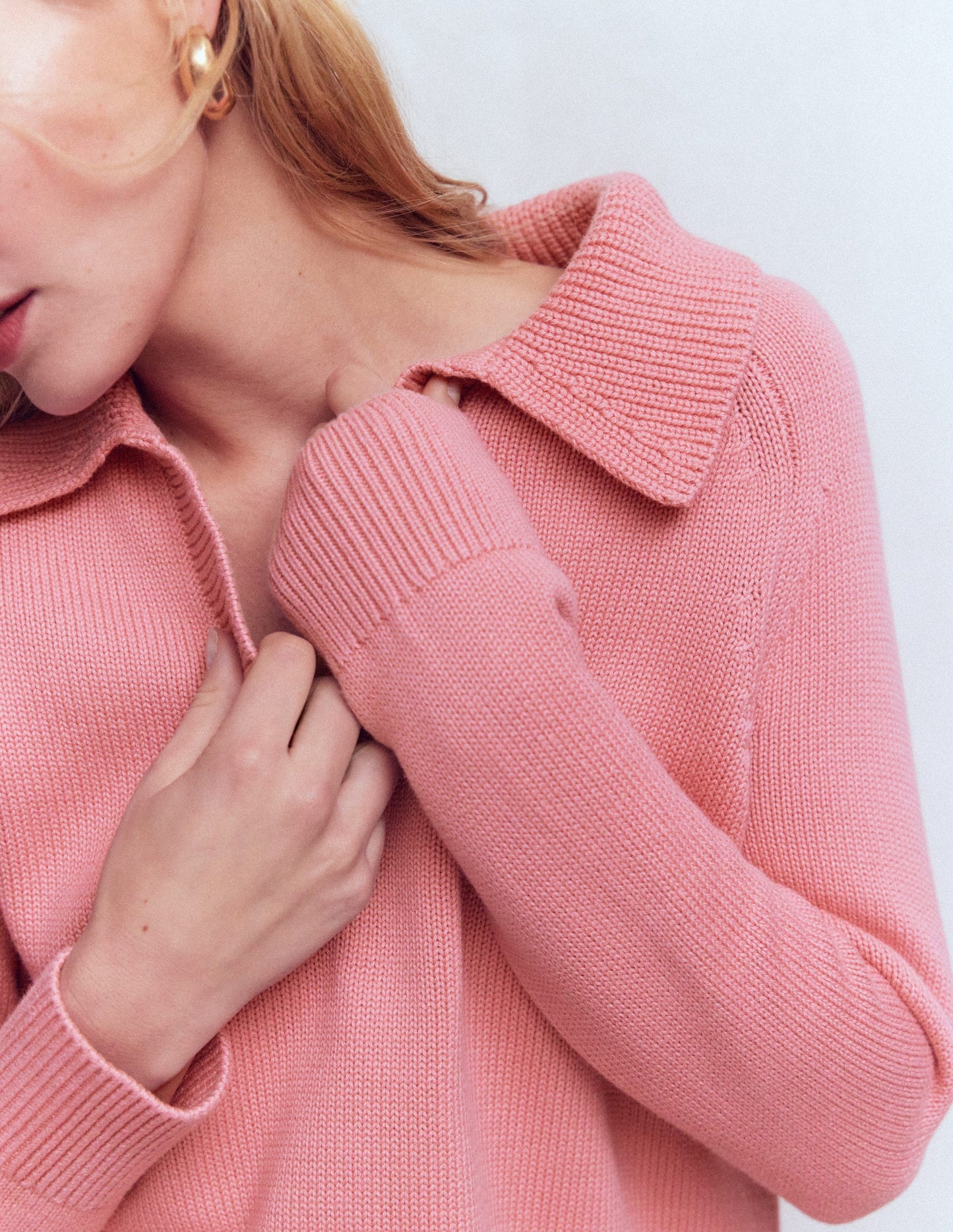 Lucy Henley-Pullover aus Baumwolle-Graurosa