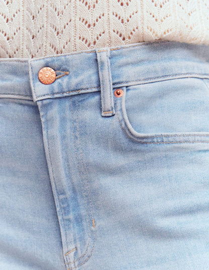 Hoch geschnittene Jeans mit weitem Bein-Ausgeblichene Optik-5