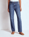 Jeans mit hohem Bund und geradem Bein-MITTLERE WASCHUNG