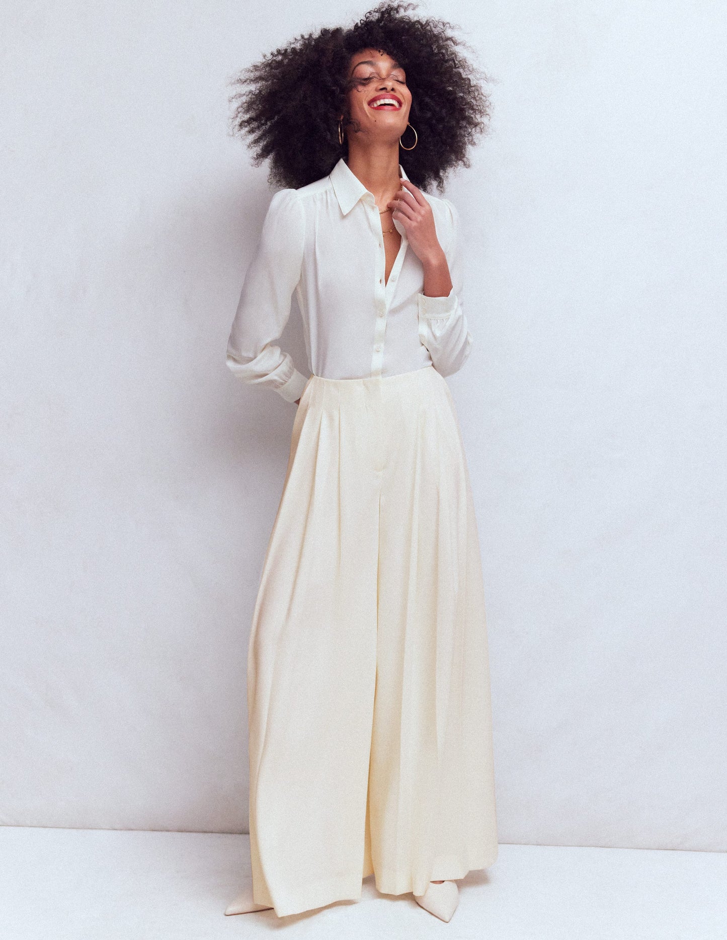Regent Wide Leg Trousers-Ivory