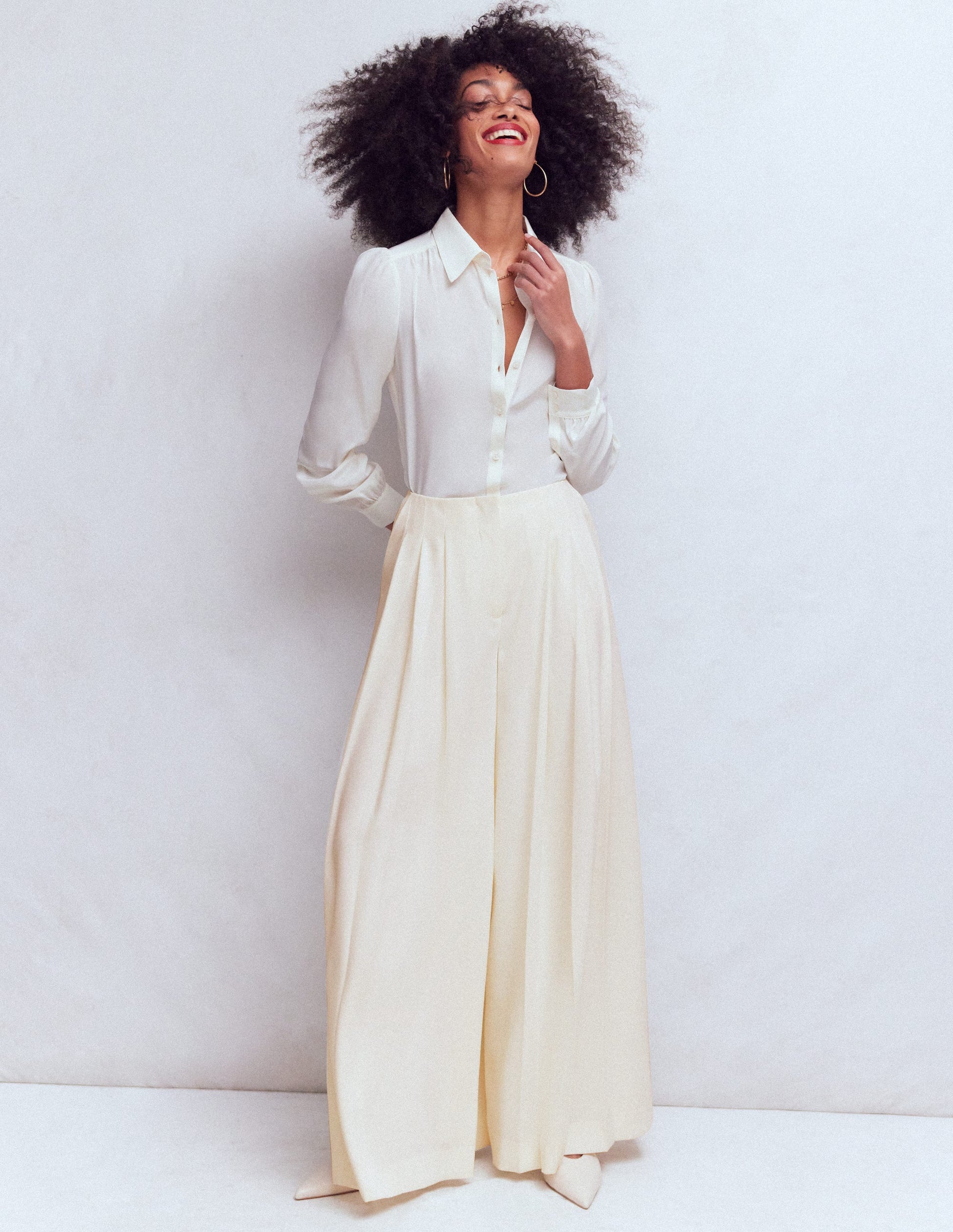 Regent Wide Leg Trousers-Ivory-1